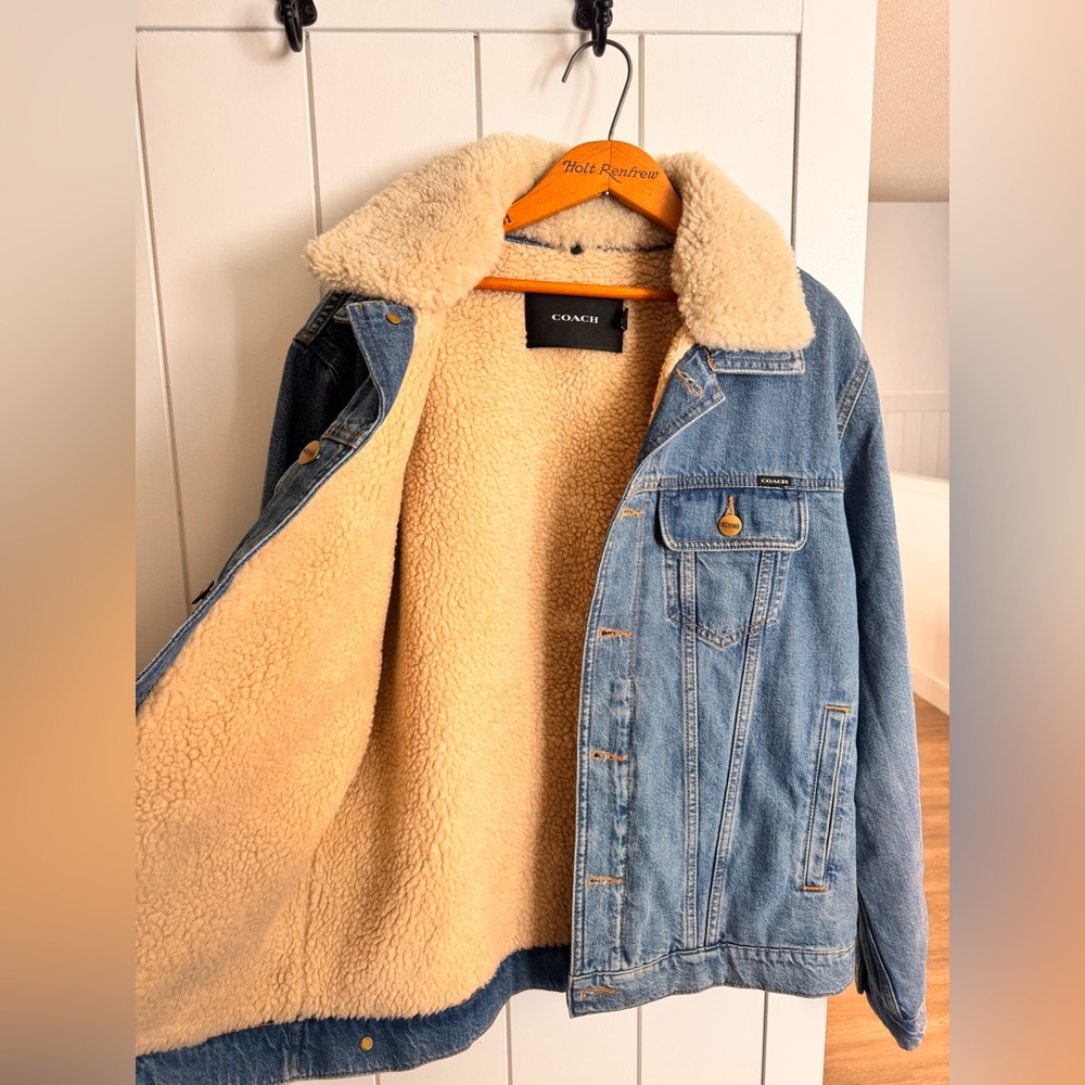 * Coach - Sherpa Denim Jacket with Shearling Lamb Collar